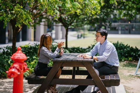 conversation between two business